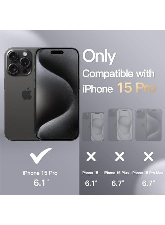 جي تيك جراب سيليكون مغناطيسي لهاتف آيفون 15 برو مقاس 6.1 بوصة متوافق مع غطاء هاتف ماج سيف مع حماية كاملة لعدسة الكاميرا باللون الأسود - Image 2