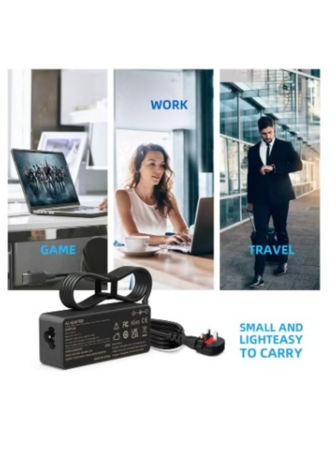 Terabyte 65W USB Type-C Power Adapter Compatible for Lenovo, Dell, HP Chromebooks & USB-C Laptops, AC Charger with Overcurrent and Overvoltage Protection - Image 2