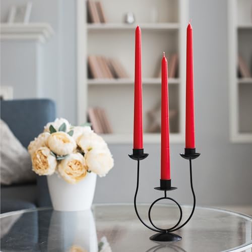 Sonedly 10 Inch Taper Candles 4 Pack - Home Interior Long Burning Dripless and Smokeless Unscented - 8-Hour Burning Red Tapered for Home - Image 5