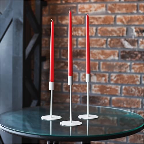 Sonedly 10 Inch Taper Candles 4 Pack - Home Interior Long Burning Dripless and Smokeless Unscented - 8-Hour Burning Red Tapered for Home - Image 4