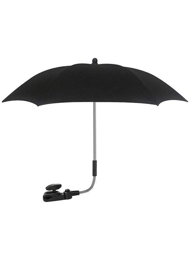 Generic - Baby Stroller Parasol, Pram Parasol 75 cm Stroller Sunshade with Clip Universal Stroller UV Protection 50, Adjustable 360 Degree Waterproof Umbrella for Strollers, Wheelchairs, Beach Chair - Black - Image 1