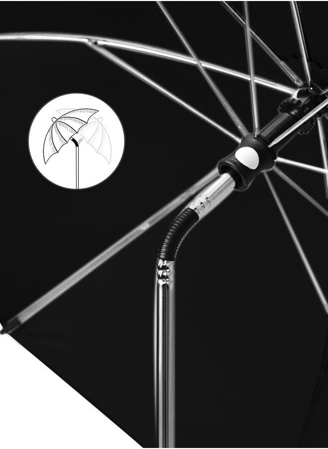 Generic - Baby Stroller Parasol, Pram Parasol 75 cm Stroller Sunshade with Clip Universal Stroller UV Protection 50, Adjustable 360 Degree Waterproof Umbrella for Strollers, Wheelchairs, Beach Chair - Black - Image 1
