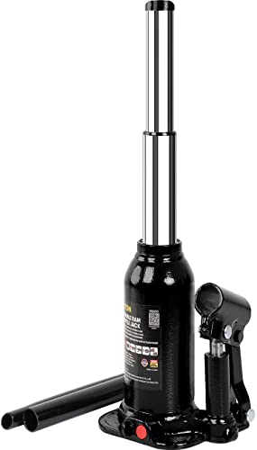 Torin 2 Ton 4000 LBs Double Ram Welded Bottle Jack for Car Auto Repair and House Lift Black ATH80202XB