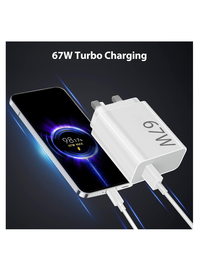General 67W Fast Charger Travel UK Plug Adapter for Xiaomi Mi 15 14T 14 13 13T 12 12t 12s Pro Lite Redmi Note 14 13 Pro 12 11 10 9 K80 K70 K60 K50 11 11s Plus 11t Poco F6 F5 F4 X7 X6 X5 X4 Gt Black Shark 4  - Image 1