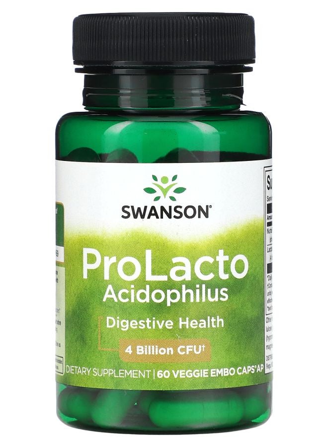 SWANSON ProLacto Acidophilus 4 Billion CFU 60 Veggie EMBO Caps