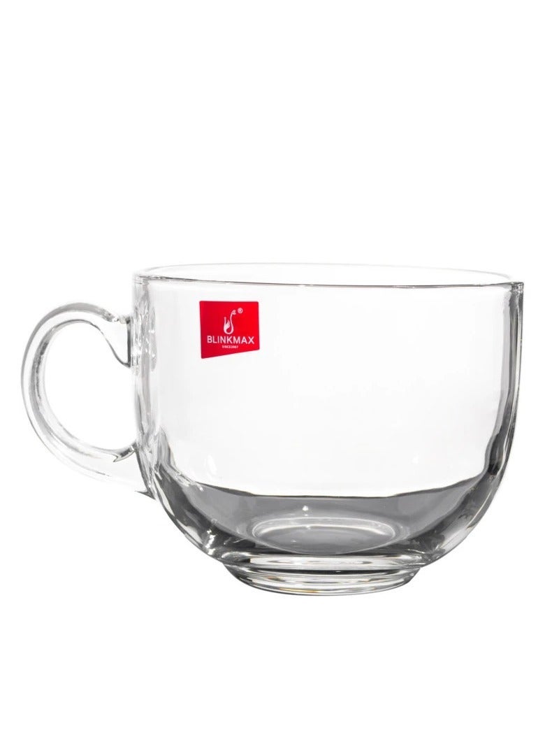 Blinkmax Set of 3 Glass Jumbo Mugs With Handle For Coffee Tea Soup Drinking Cup Clear - Image 3