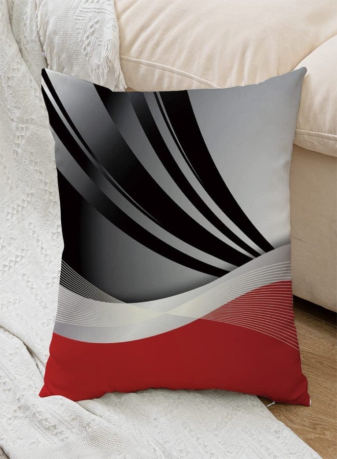 Alofrey Red Throw Pillow Covers 18x18 Set of 4,Black and Grey Abstract Stripes Decorative Pillowcases,Modern Geometric Pattern Decor for Sofa Couch Bed Living Room - Image 5