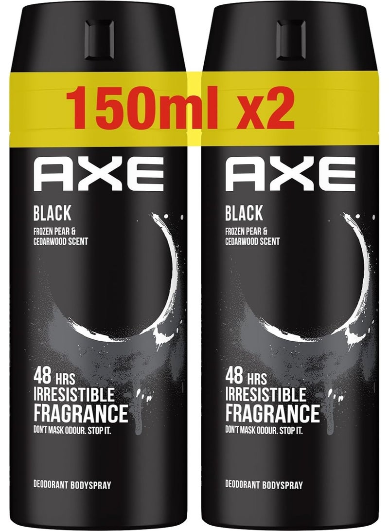 أكس مزيل عرق بخاخ للجسم فريش بلاك 2 × 150 مل - Image 1