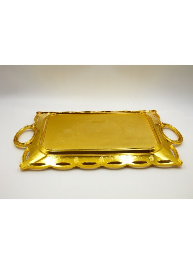 SHABILI - Serving Tray with Handles ,Rectangular Large Serving Platters Gold Plates for Dinner, Party, Entertaining（Plastic） - Image 1