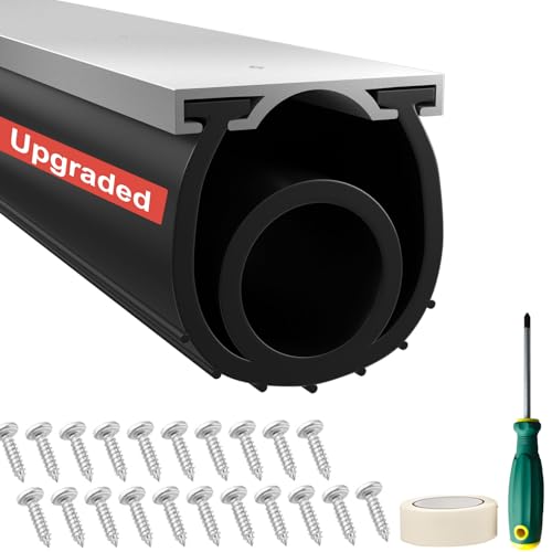 JOBON Garage Door Seals Bottom Rubber - Jobon 10 Ft Heavy-Duty Garage Door Weather Stripping Bottom Seal with Pre-drilled Aluminum Track Retainer Kit, Easy Installation for Home & Commercial - Image 1