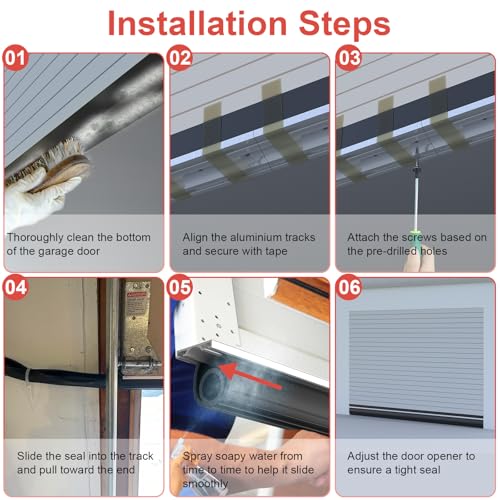 JOBON Garage Door Seals Bottom Rubber - Jobon 10 Ft Heavy-Duty Garage Door Weather Stripping Bottom Seal with Pre-drilled Aluminum Track Retainer Kit, Easy Installation for Home & Commercial - Image 5