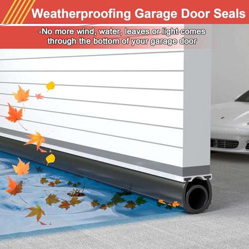 JOBON Garage Door Seals Bottom Rubber - Jobon 10 Ft Heavy-Duty Garage Door Weather Stripping Bottom Seal with Pre-drilled Aluminum Track Retainer Kit, Easy Installation for Home & Commercial - Image 2