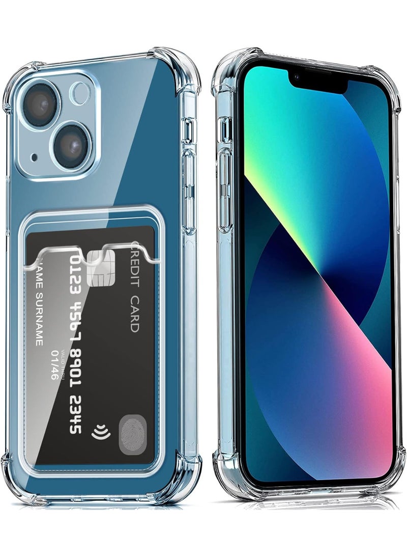 Shockproof Clear Case with Card Wallet Compatible with iPhone 13 6.1  - Image 1
