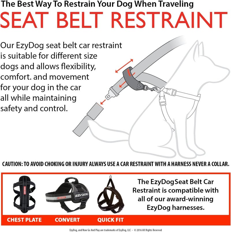 EzyDog Universal Dog Seat Belt Restraint for Cars â€“ Durable Easy to Use Seatbelt Attachment for Dog Harness with Superior Strength and Nylon Webbing - Image 2