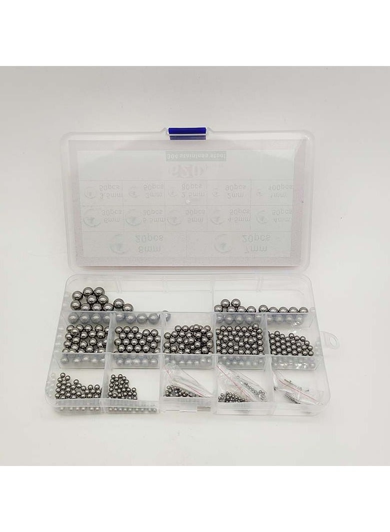GNAFOTU 620Pcs Ball Bearings,Stainless Steel Bearings Balls Set,12 Sizes Metric Precision Metal Bearing 1-8 mm,for Bicycle Wheels, Skateboard Bearings, Paint Mixing - Image 1