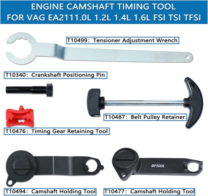 DPTOOL Camshaft and Crankshaft Timing Tool Set Replacement for VAG EA211 1.0L 1.2L 1.4L 1.6L FSI TSI TFSI Petrol Engine Compatible with VW Audi A3 /Golf VII/Jetta/Skoda Octavia/Seat Leon - Image 2