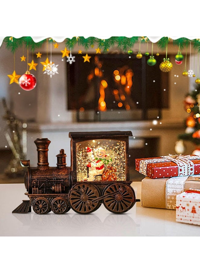 عالية الجودة صندوق موسيقى عشية عيد الميلاد، كرة ثلجية لعيد الميلاد على شكل قطار فانوس مع ماء لامع دوار مع موسيقى وإضاءة، صندوق موسيقى يعمل بالبطارية كهدية ديكور منزلي لعيد الميلاد، مشهد رجل ثلج - Image 1