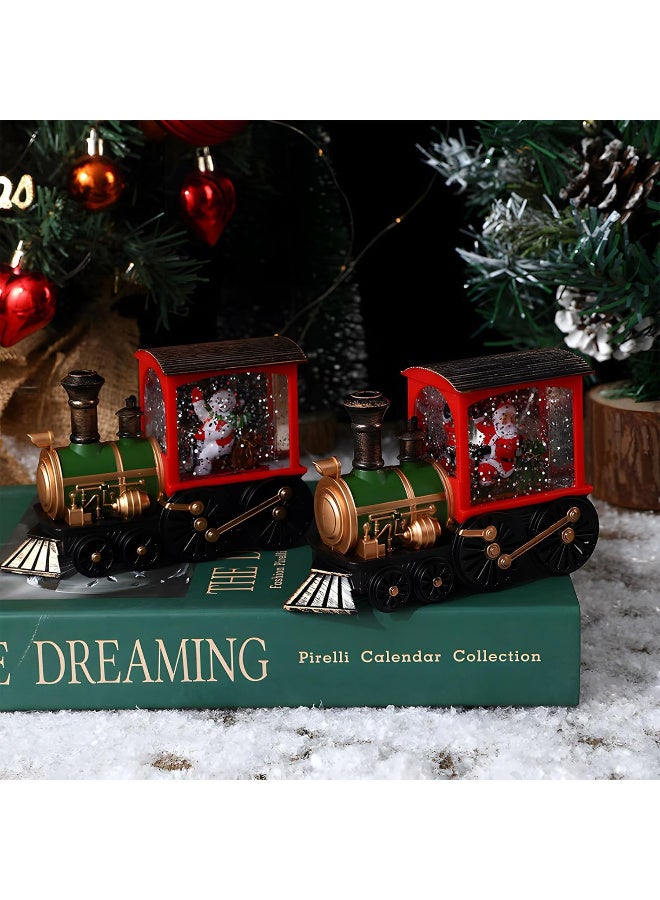 عالية الجودة صندوق موسيقى عشية عيد الميلاد، كرة ثلجية لعيد الميلاد على شكل قطار فانوس مع ماء لامع دوار مع موسيقى وإضاءة، صندوق موسيقى يعمل بالبطارية كهدية ديكور منزلي لعيد الميلاد، مشهد رجل ثلج - Image 4