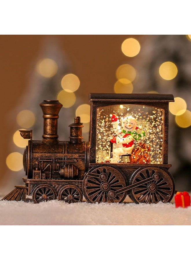 عالية الجودة صندوق موسيقى عشية عيد الميلاد، كرة ثلجية لعيد الميلاد على شكل قطار فانوس مع ماء لامع دوار مع موسيقى وإضاءة، صندوق موسيقى يعمل بالبطارية كهدية ديكور منزلي لعيد الميلاد، مشهد رجل ثلج - Image 2