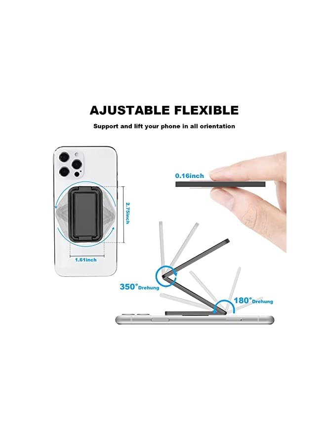 KASTWAVE Grip Phone Holder Magnetic Phone Grip Holder Stand Finger Kickstand, Tablet Stands, Ultra-Thin 360° Rotation Phones Back Grip Foldable for Hand/Bed Universal Magnetic Car Mount – Metal Black - Image 4