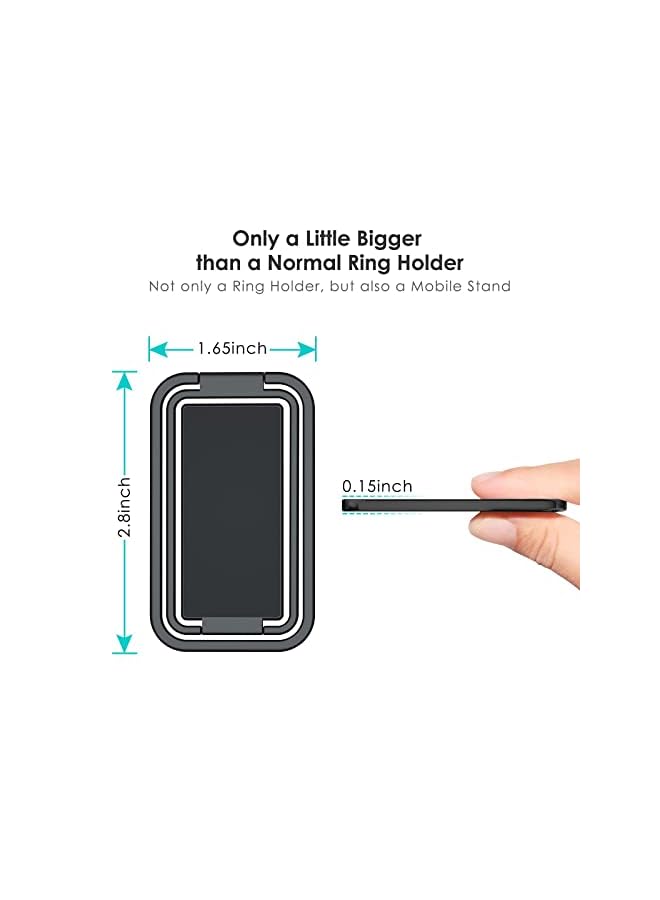 KASTWAVE Grip Phone Holder Magnetic Phone Grip Holder Stand Finger Kickstand, Tablet Stands, Ultra-Thin 360° Rotation Phones Back Grip Foldable for Hand/Bed Universal Magnetic Car Mount – Metal Black - Image 3