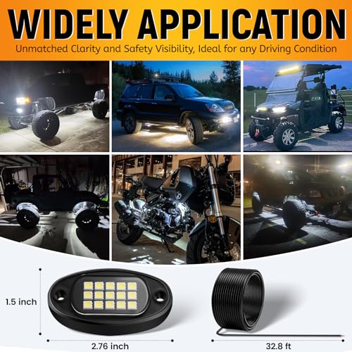 YONEDA Rock Lights for Trucks(12 Pods White with 11yd Wire) - Image 5