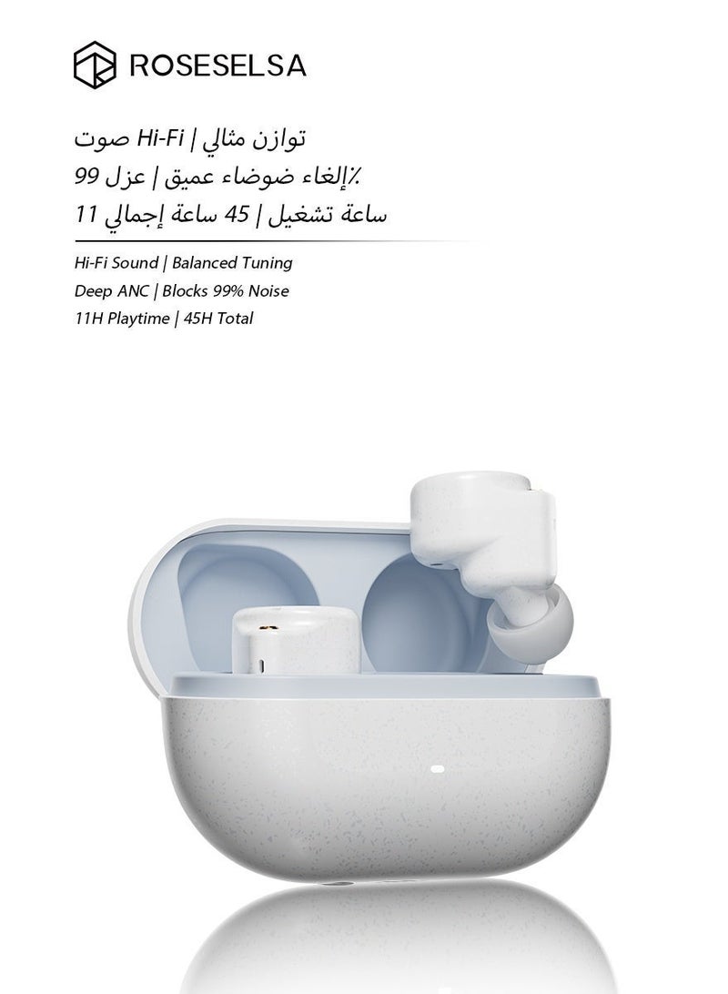 ROSESELSA CERAMICS MK2 True Wireless Earbuds, Bluetooth 6.0, 40dB Hybrid Active Noise Cancelling (ANC), Gaming Earbuds, Mobile Gaming Handsfree, Earphones Bluetooth, 45H Battery, Headset Wireless Bluetooth - Image 1