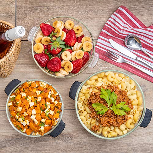 Moss & Stone 6-Piece Borosilicate Glass Casserole Set with Durable Plastic Lids – 2.6/1.5/1 Qt Oven & Microwave Safe Glass Baking Dishes for Cooking, Serving & Kitchen Storage - Image 5