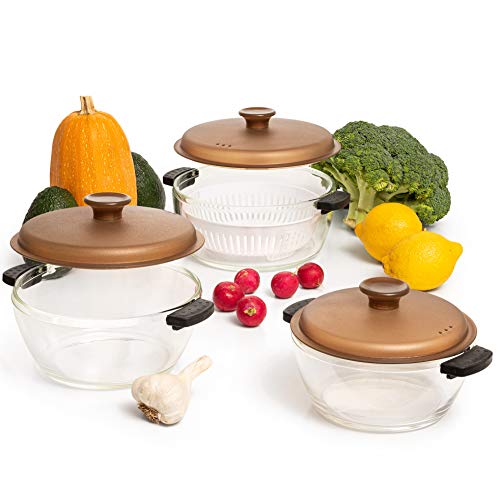 Moss & Stone 6-Piece Borosilicate Glass Casserole Set with Durable Plastic Lids – 2.6/1.5/1 Qt Oven & Microwave Safe Glass Baking Dishes for Cooking, Serving & Kitchen Storage - Image 1
