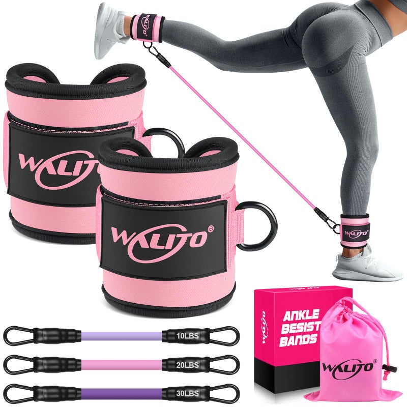 WALITO Ankle Resistance Bands with Cuffs, Ankle Bands for Working Out, Ankle Straps for Women, Exercise Bands for Legs and Butt, Booty Workout Equipment for Kickbacks Hip Fitness Training - Image 1