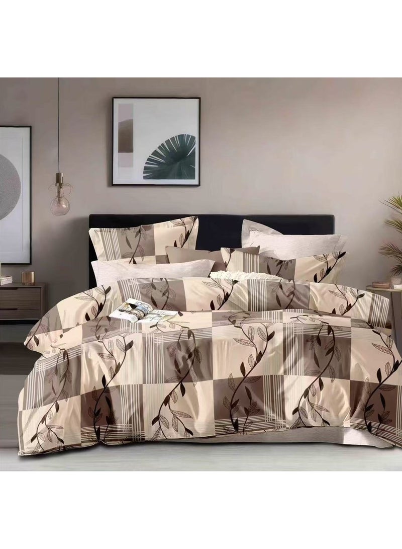 AL RAID 6-Piece King Size Duvet Cover Set Microfiber Super Soft Cotton Includes 1xDuvet Cover 220x240cm 1x Fitted Sheet 200x200+30cm 4X Pillowcases 50x75cm