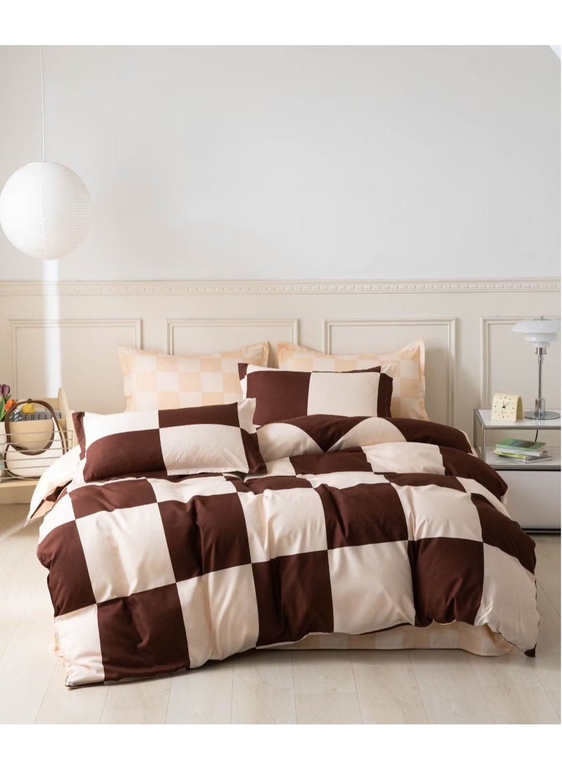AL RAID 6-Piece King Size Duvet Cover Set Microfiber Super Soft Cotton Includes 1xDuvet Cover 220x240cm 1x Fitted Sheet 200x200+30cm 4X Pillowcases 50x75cm 