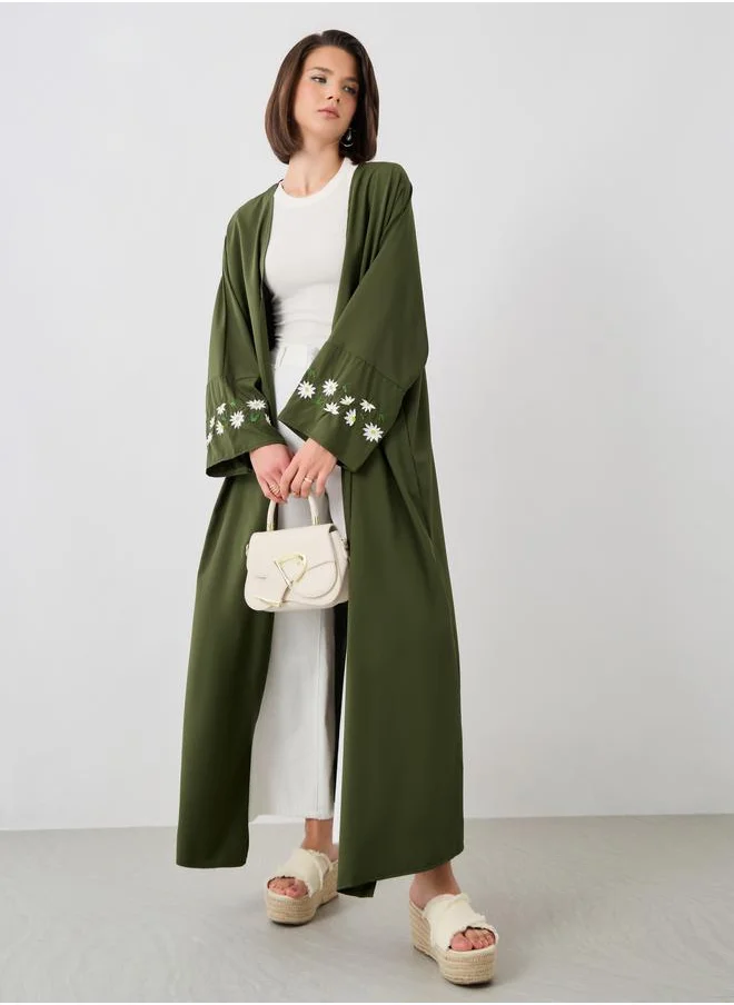 Take Two Take Two Embroidered Long Sleeve Detail Solid Kimono