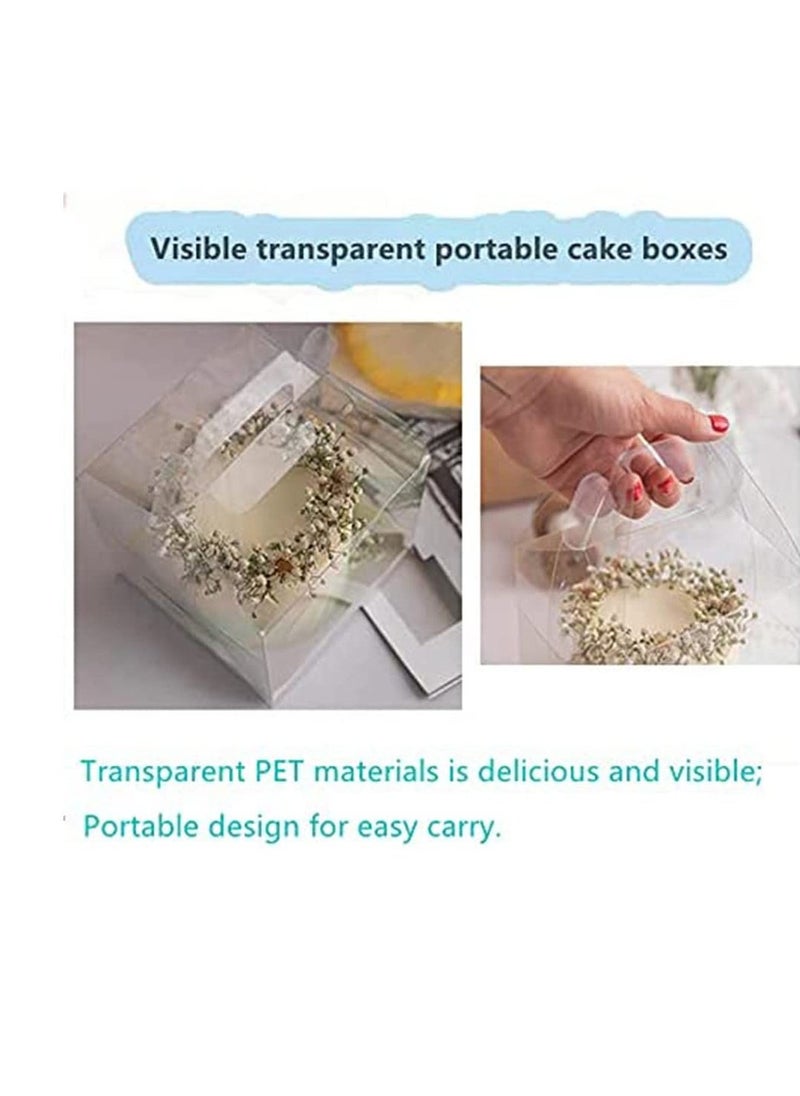 Transparent Cake Boxes, 10 PCS Clear Cake Carriers Box, Plastic Baking Box Cupcake Containers Display Box, Cake Holder for Bakery Cakes Candy Chocolate Dessert - Image 2