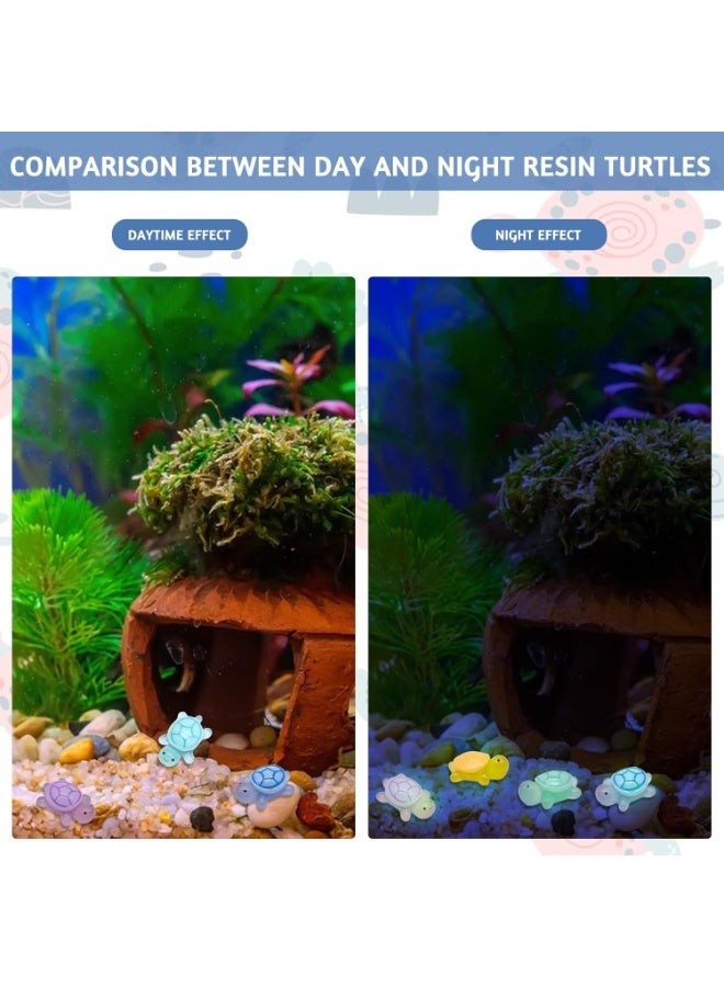 سونسر 20 قطعة سلاحف الراتنج الصغيرة، مصغرة مضيئة السلاحف الراتنج، DIY الأشكال السلاحف الصغيرة، الراتنجات شكل السلاحف، الشكل توهج في السلحفاة لحديقة خزان الأسماك حوض السمك دمية ديكور - Image 3