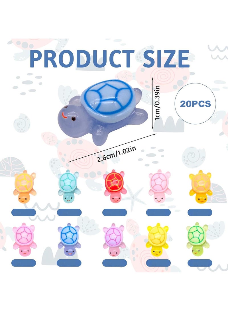 سونسر 20 قطعة سلاحف الراتنج الصغيرة، مصغرة مضيئة السلاحف الراتنج، DIY الأشكال السلاحف الصغيرة، الراتنجات شكل السلاحف، الشكل توهج في السلحفاة لحديقة خزان الأسماك حوض السمك دمية ديكور - Image 2