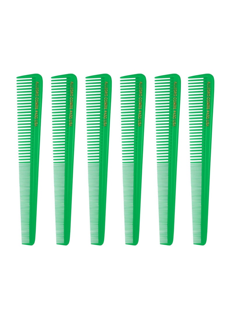 Allegro Combs Allegro 450 Tapered Hair Combs  Barber  Hair Cutting Combs for Women  Men 6 Units Neon Green 