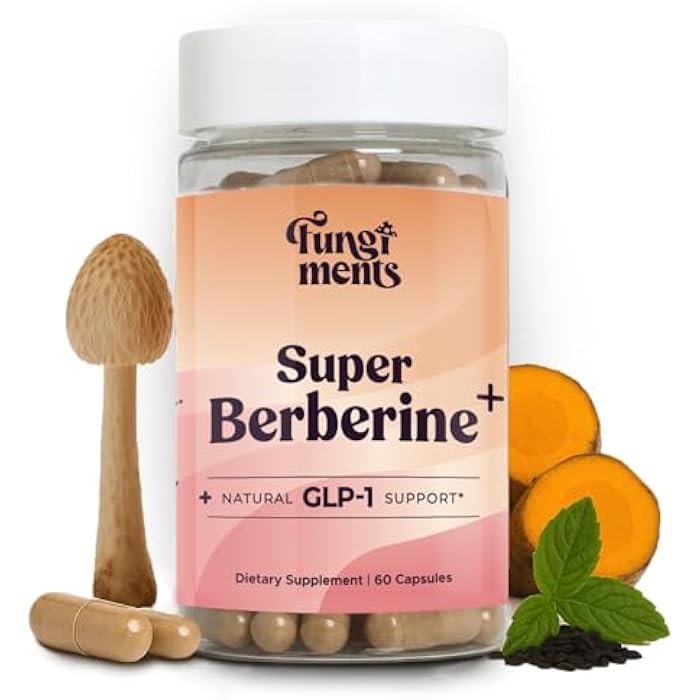Fungiments Super Berberine – Natural Herbal Weight Loss & Metabolic Health Supplement – Supports Blood Sugar Glucose & Metabolism Aid – Vegan Gut Friendly with Mushroom – Men & Women – 60 Capsules - Image 1