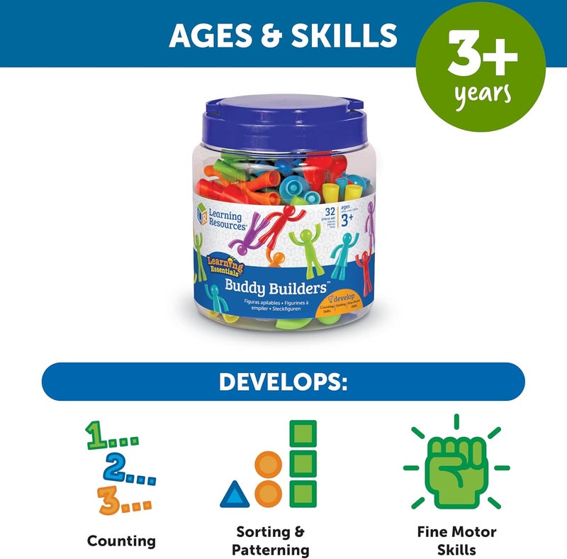 Learning Resources Buddy Builders, Fine Motor, Hand Eye Coordination Toy, 32 Pieces, Ages 3+ - Image 5