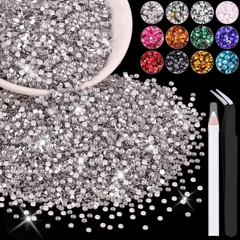 BELLEBOOST 5000PCS 3mm Resin Rhinestones in Bulk (Clear), Bedazzling Flatback Crystals for Crafts DIY Nail Decoration, Gems Charms for Tumbler Shoes Clothing Fabric with Pickup Pen and Tweezers - Image 1