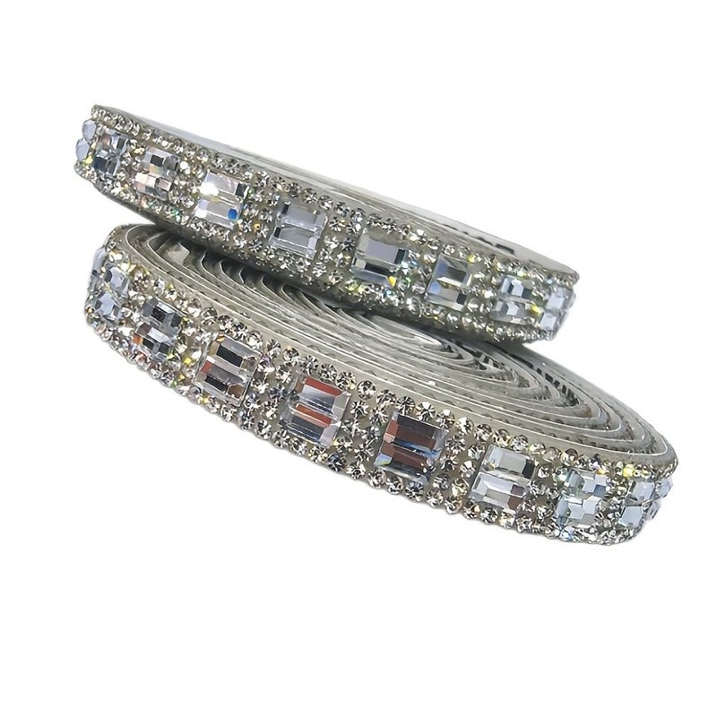 Self Adhesive Rhinestone Strip Silvery White 36in Long For Jewelry Car Sticker - Image 1