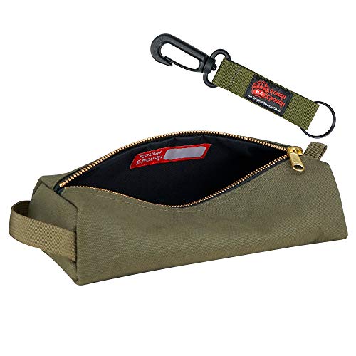 RE ROUGH ENOUGH Rough Enough Small Tool Pouch Bag Canvas for Motorcycle Bike Accessories Storage Organizer with Zipper Handle Army Green - Image 1