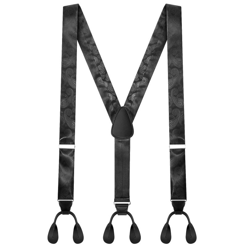 Yearntown Silk Suspenders for Men Black Tuxedo Formal Y Back Suspenders Men 46inch Formal Button End Braces for Tuxedo PantsPaisley - Image 2