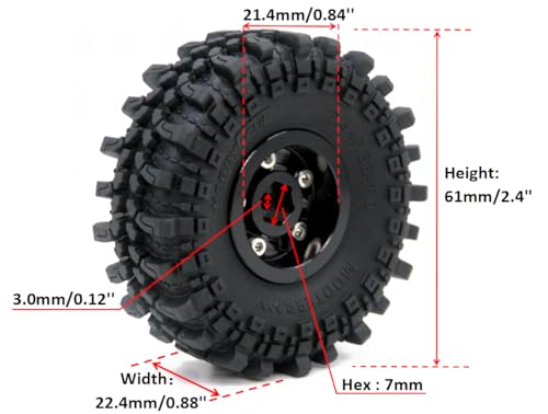 HOBBYSOUL Soft Sticky 61mm 10 Tires Heavy 10 Wheels Rims for RC Crawler 124 Axial AX24 SCX24 FMS FCX24 118 TRX4M Upgrade - Image 5
