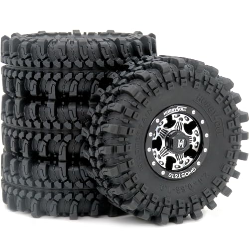 HOBBYSOUL Soft Sticky 61mm 10 Tires Heavy 10 Wheels Rims for RC Crawler 124 Axial AX24 SCX24 FMS FCX24 118 TRX4M Upgrade - Image 1