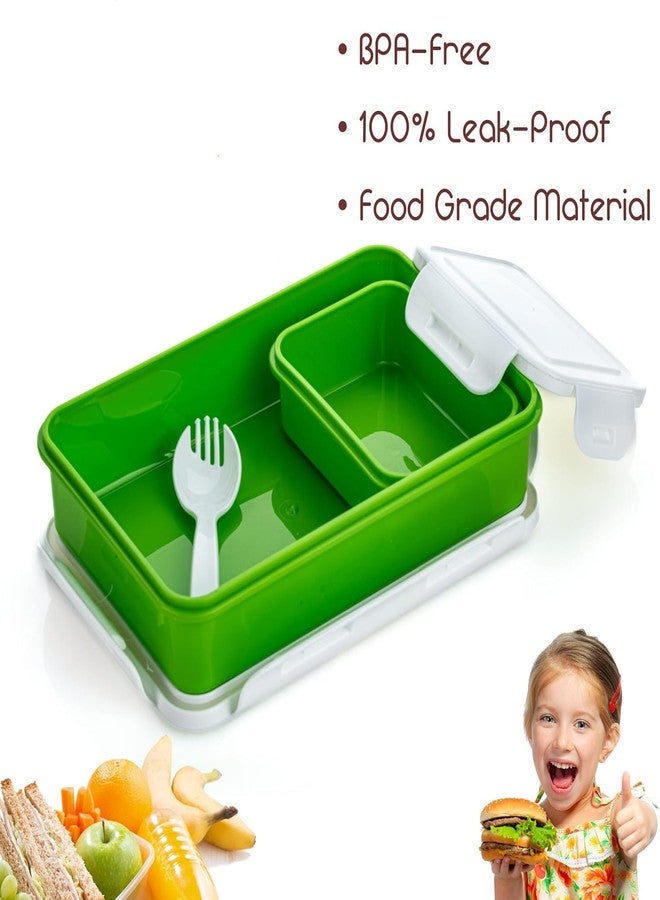 KERFORA Superhero Lunch Box Set with Small Airtight Container and Spoon, Green, 1000ml, Leak-Proof, Freezer Safe, 22x14x5.5cm (Green) - Image 3