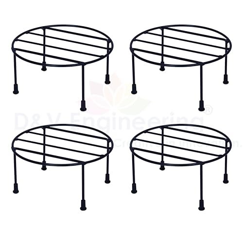 D&V ENGINEERING - Creative in innovation D&V Engineering Metal Plant Stand for Home Garden | Flower Pot Stand Indoor Outdoor, Rust-Proof Decorative Planter Holder | Size: W 20cm × H 11cm | Black, Set of 4 - Image 5