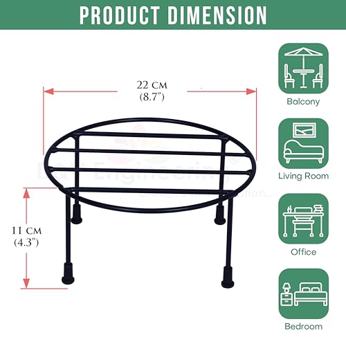D&V ENGINEERING - Creative in innovation D&V Engineering Metal Plant Stand for Home Garden | Flower Pot Stand Indoor Outdoor, Rust-Proof Decorative Planter Holder | Size: W 20cm × H 11cm | Black, Set of 4 - Image 2