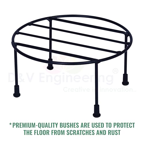 D&V ENGINEERING - Creative in innovation D&V Engineering Metal Plant Stand for Home Garden | Flower Pot Stand Indoor Outdoor, Rust-Proof Decorative Planter Holder | Size: W 20cm × H 11cm | Black, Set of 4 - Image 3