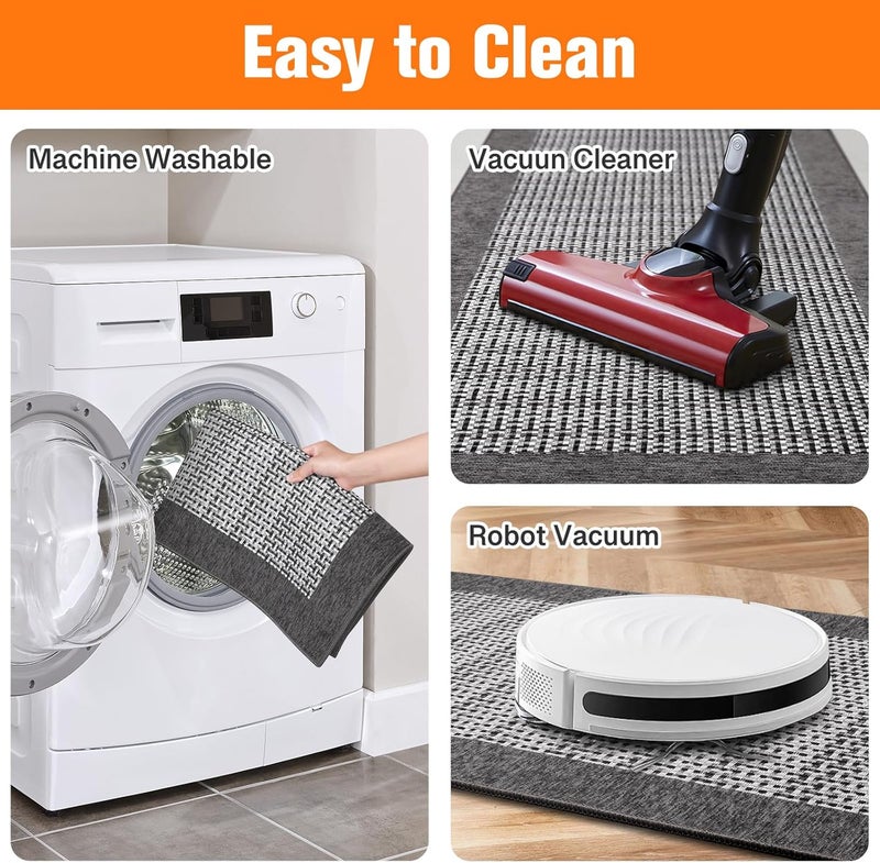 StepRite Kitchen Mats for Floor, Non-Slip Kitchen Rugs Set of 2 PCS, Super Absorbent Washable Kitchen Mats with Rubber Backing, Runner Mats for Front of Sink (20"x32"+20"x47" Grey) - Image 5